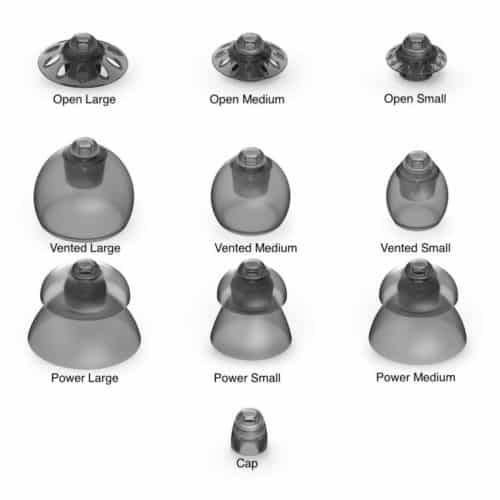 Phonak Marvel Domes hearing aids accessories, an array of dome sizes.