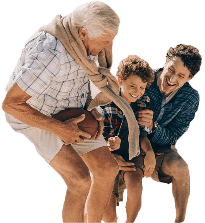 Family playing a game