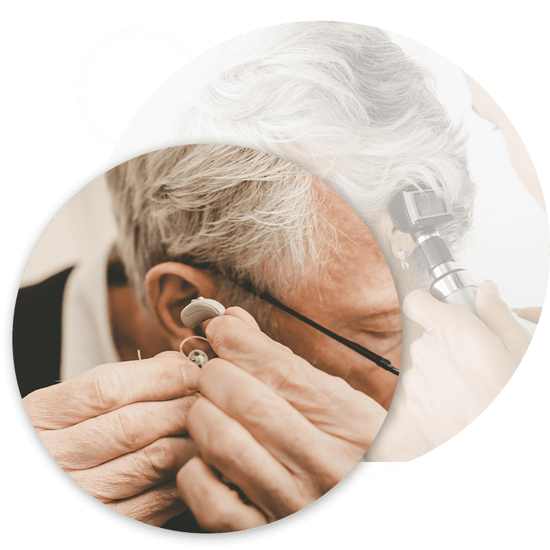 A man uses a hearing aid in his journey to a better sounding tomorrow.