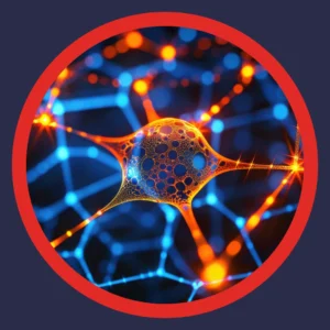 A network of orange lines represent a deep neural network.