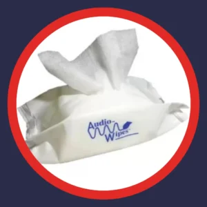 An open packet of cleaning wipes sits on a white background.