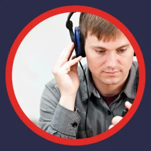 A man takes a hearing test.