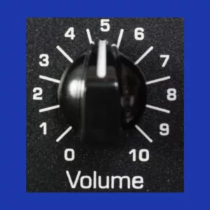 A block volume dial points to 5, which is in the middle. 