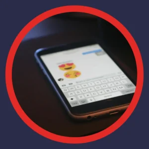 A phone shows a text conversation. 