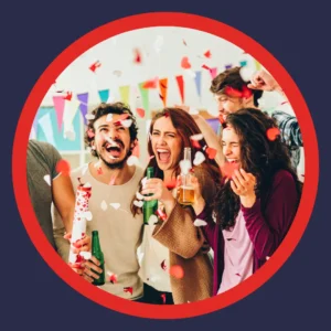Friends enjoy a party.