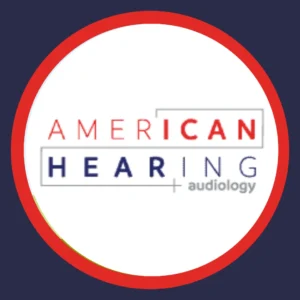 The American Hearing + Audiology logo sits on a white background. 