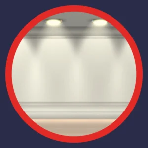 Lights show along a wall. 