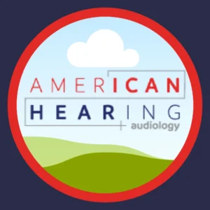 The American Hearing + Audiology logo sits on a white background. 